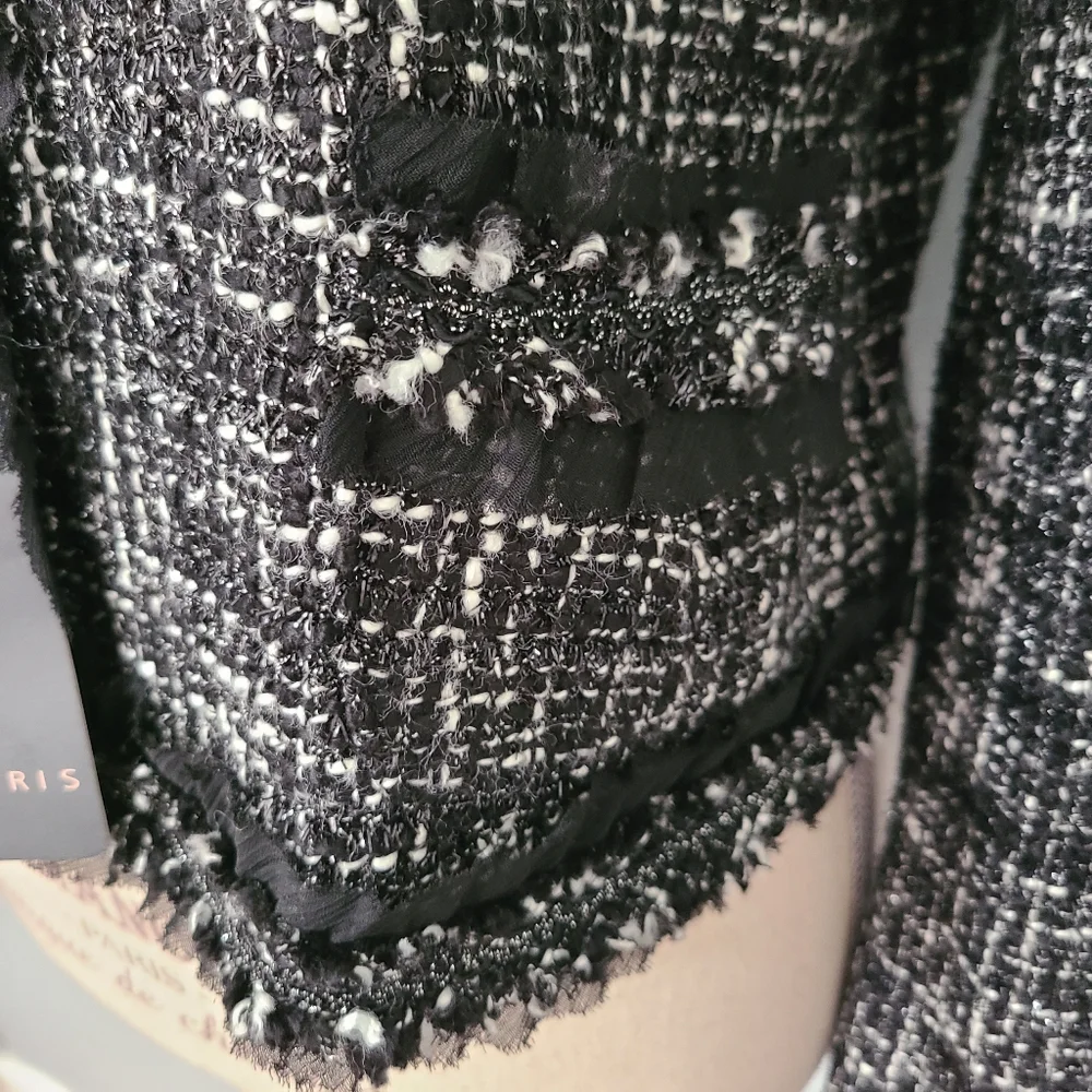 DDMorris Paris Black Tweed Women's Blazer/ Jacket‎ NWT Size 44/Small
